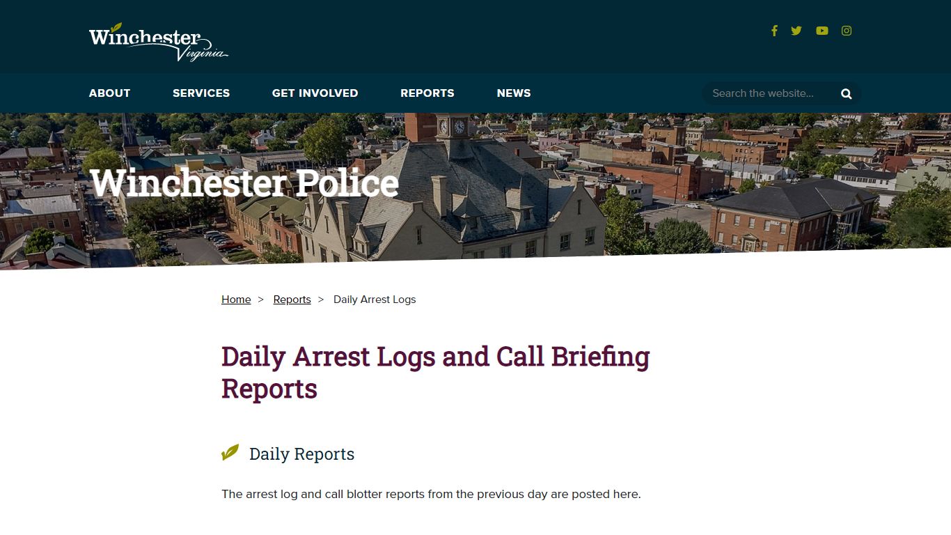 Daily Arrest Logs | Winchester Police